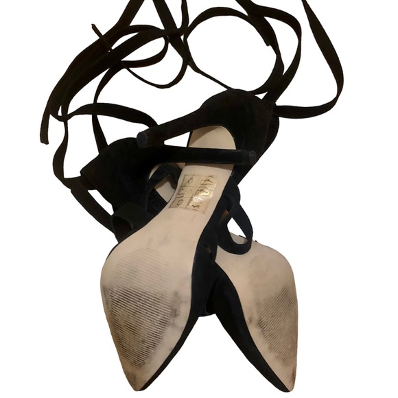Aldo faux suede black tie up wrap stiletto heels, 7.5 - Picture 6 of 8